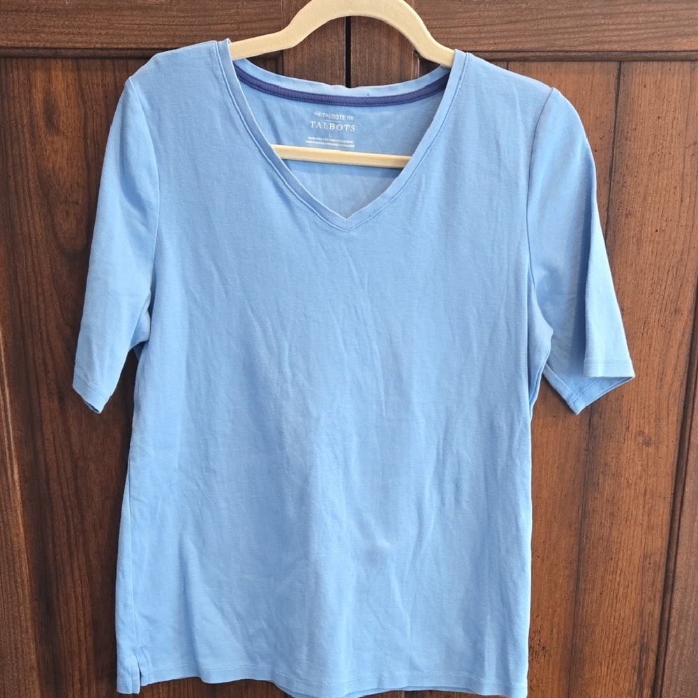 Talbots Light Blue V-Neck Short Sleeve Tee